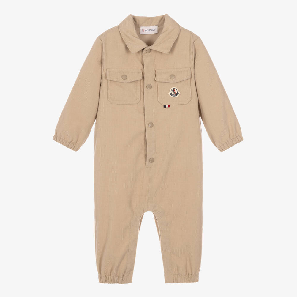 Moncler Enfant-Baby Boys Beige Corduroy Romper | Childrensalon