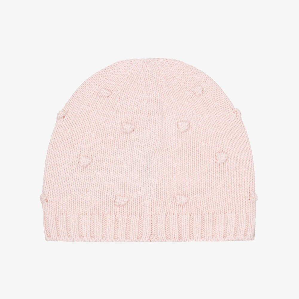 Moncler Enfant-Baby Girls Pink Bobble Knit Beanie Hat | Childrensalon