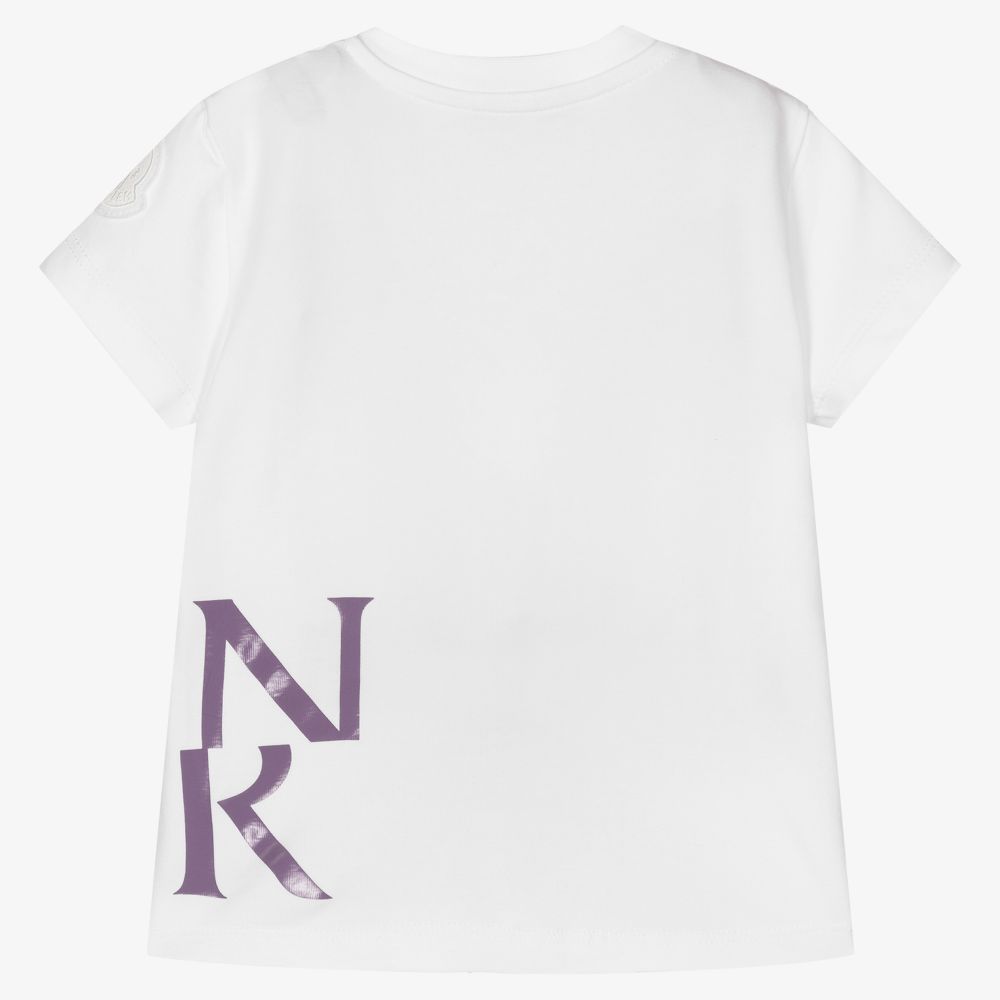 Moncler Enfant-Baby Girls White Logo T-Shirt | Childrensalon