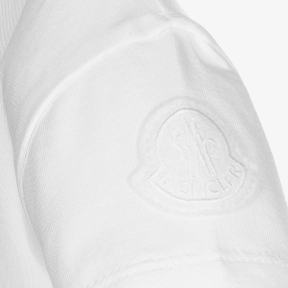 Moncler Enfant-Baby Girls White Logo T-Shirt | Childrensalon