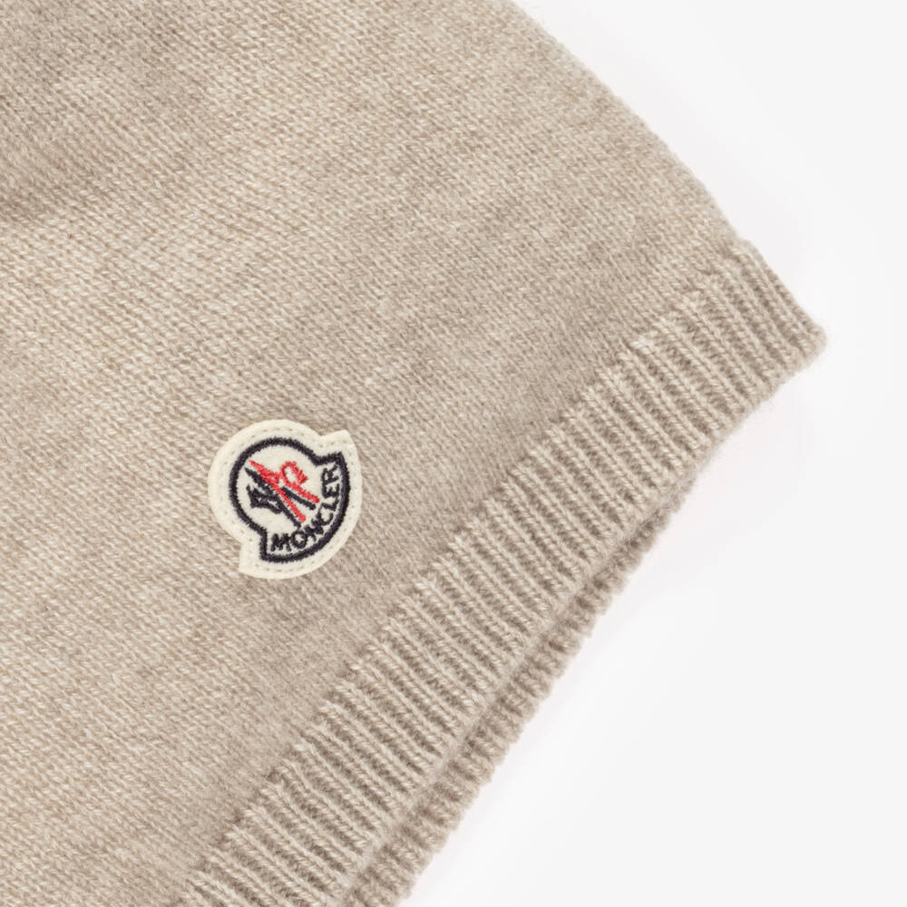 Moncler Enfant-قبعة كشمير محبوكة لون بيج للأطفال الرضع | Childrensalon