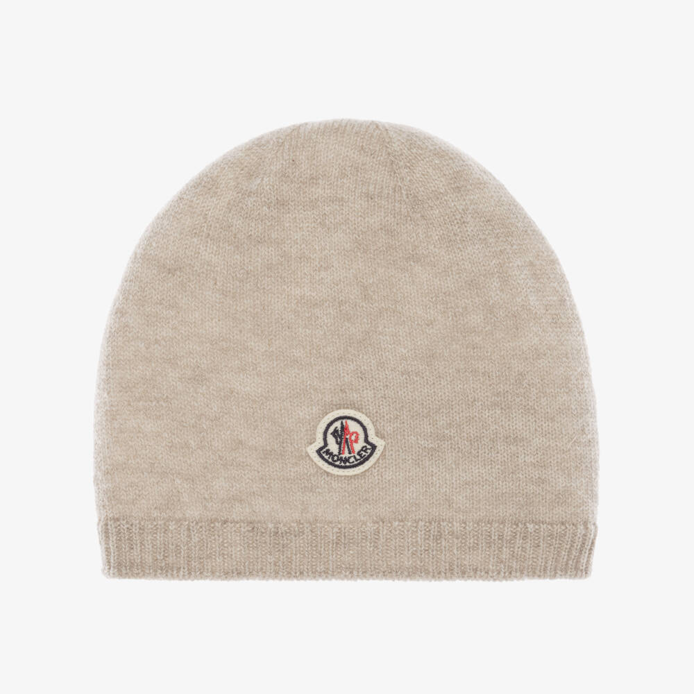 Moncler Enfant-Beige Knitted Pure Cashmere Hat | Childrensalon