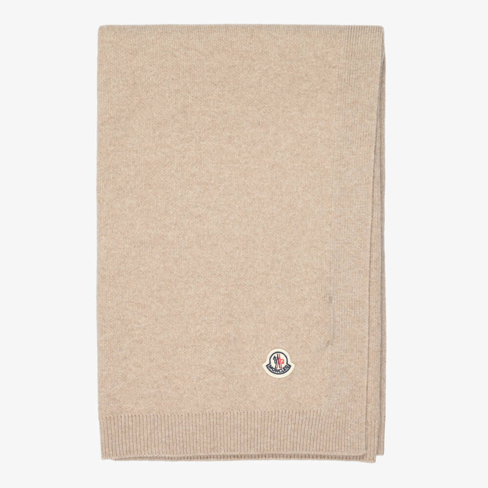 Moncler Enfant-Beige Knitted Wool Blanket (80cm) | Childrensalon