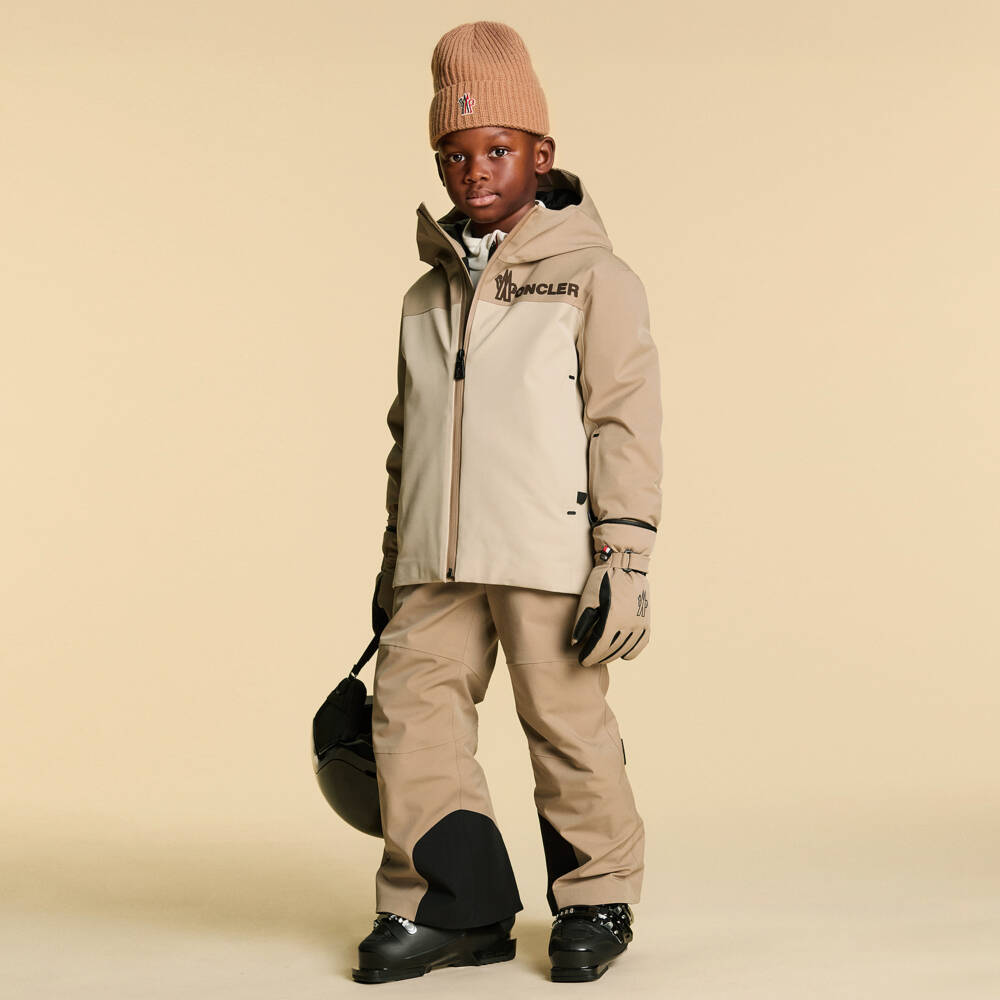 Moncler Enfant-Beige Padded Technical Ski Trousers | Childrensalon