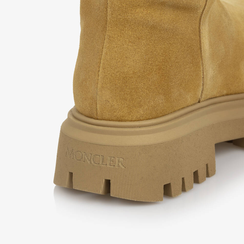 Moncler Enfant-Beige Petit Aurea Suede Leather Boots  | Childrensalon
