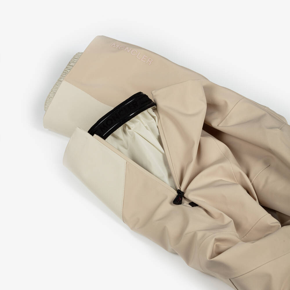 Moncler Enfant-Beige & Pink Down-Padded Ski Suit | Childrensalon