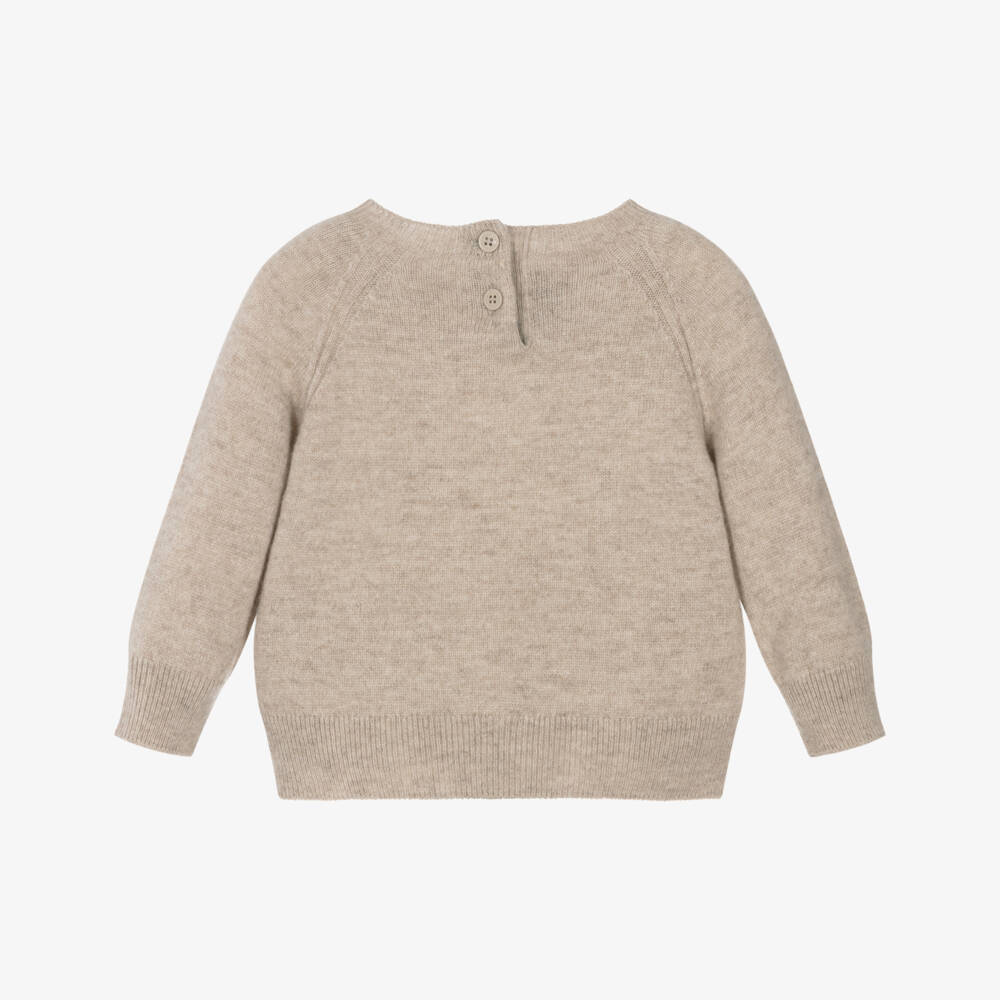 Moncler Enfant-Beige Pure Cashmere Raglan Sleeve Sweater | Childrensalon