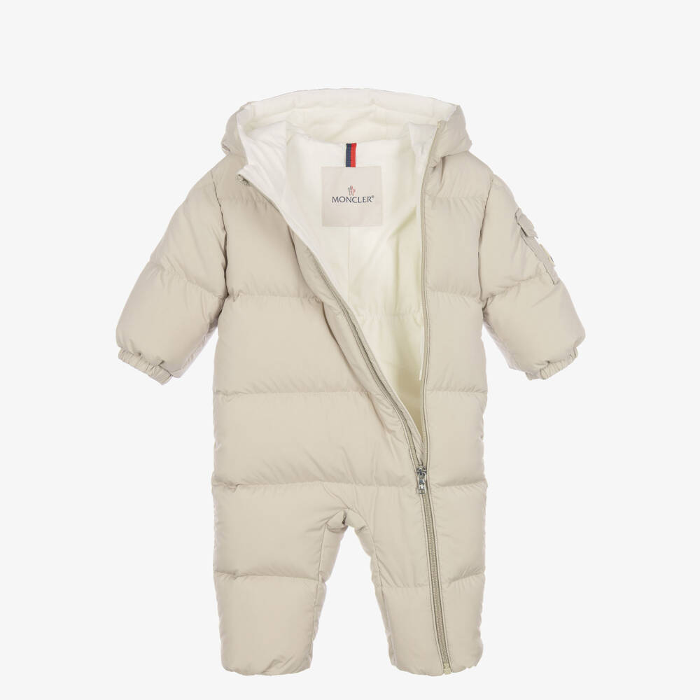 Moncler Enfant-Beige Yorick Down Padded Baby Snowsuit | Childrensalon