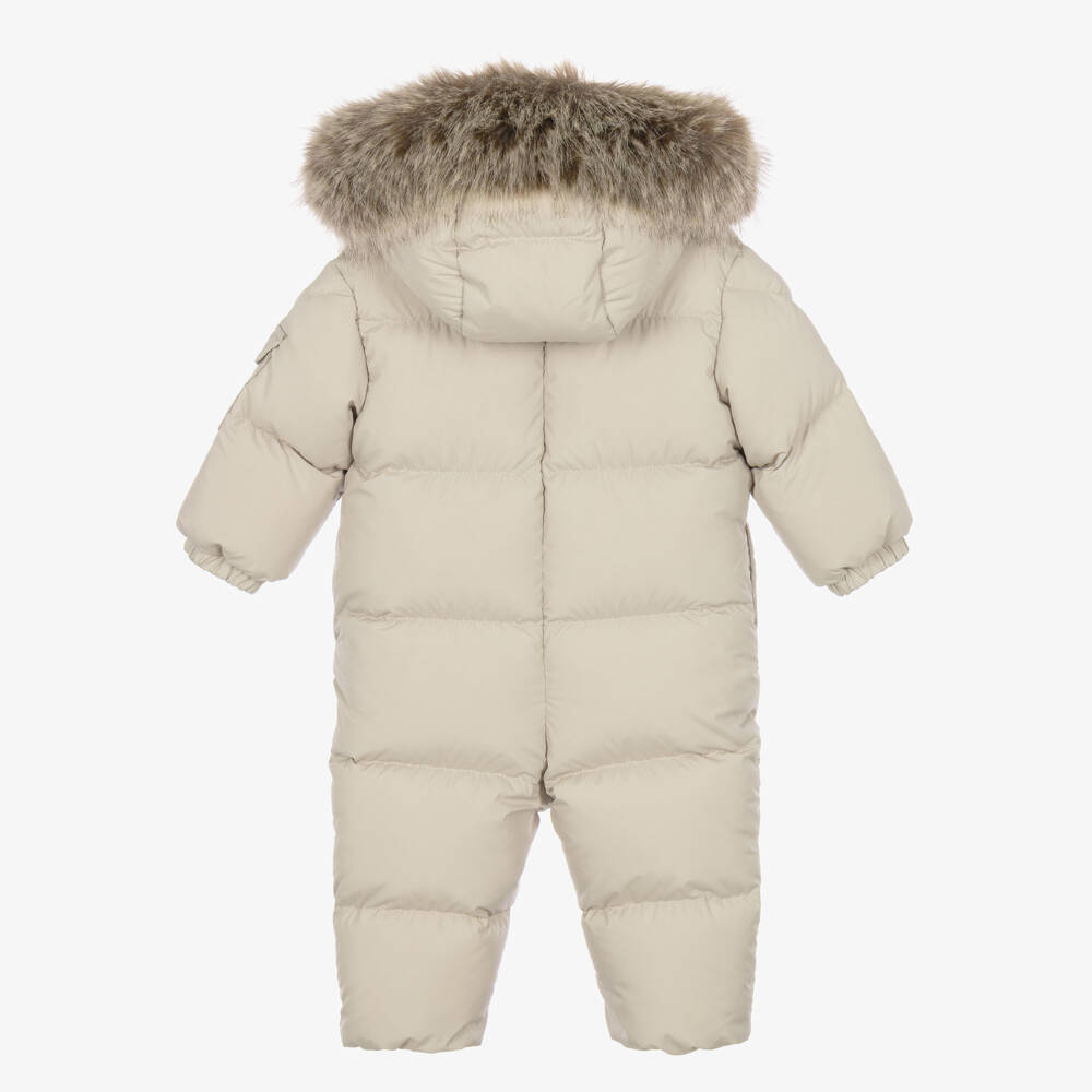 Moncler Enfant-Beige Yorick Down Padded Baby Snowsuit | Childrensalon