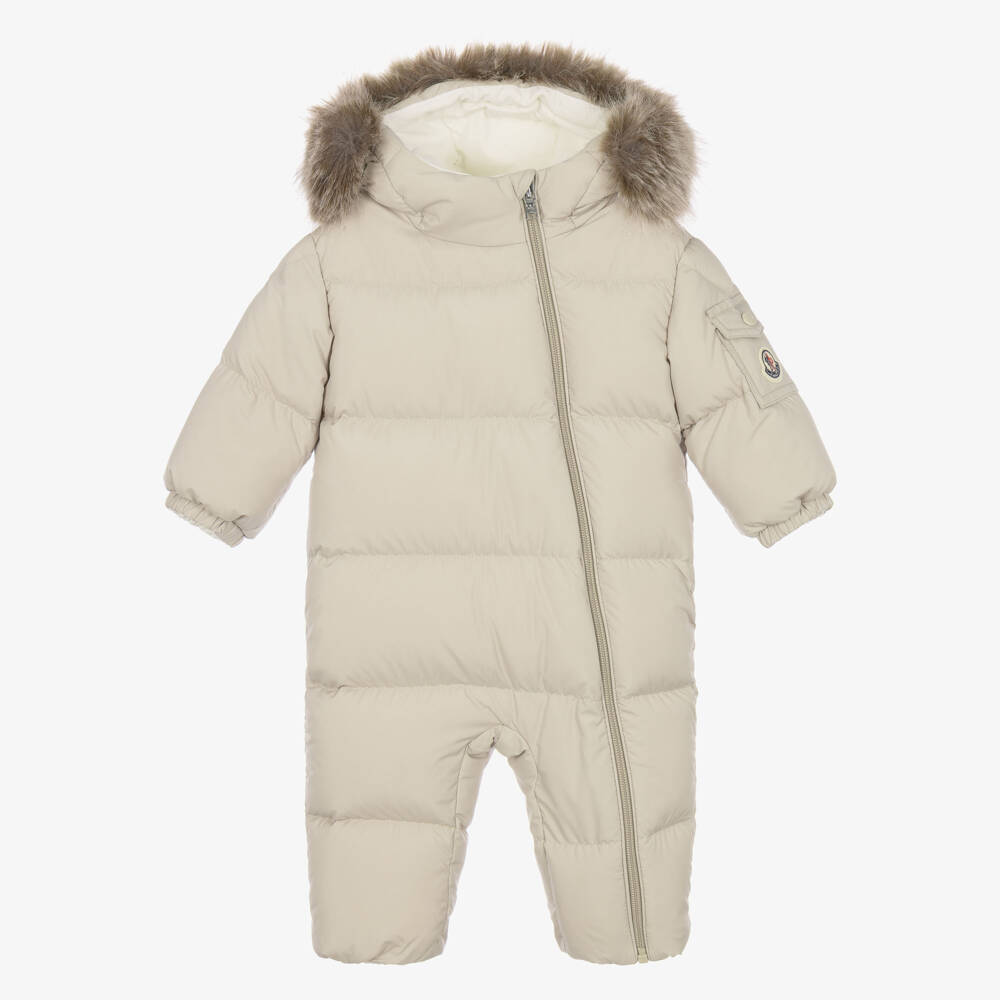 Moncler Enfant-Beige Yorick Down Padded Baby Snowsuit | Childrensalon