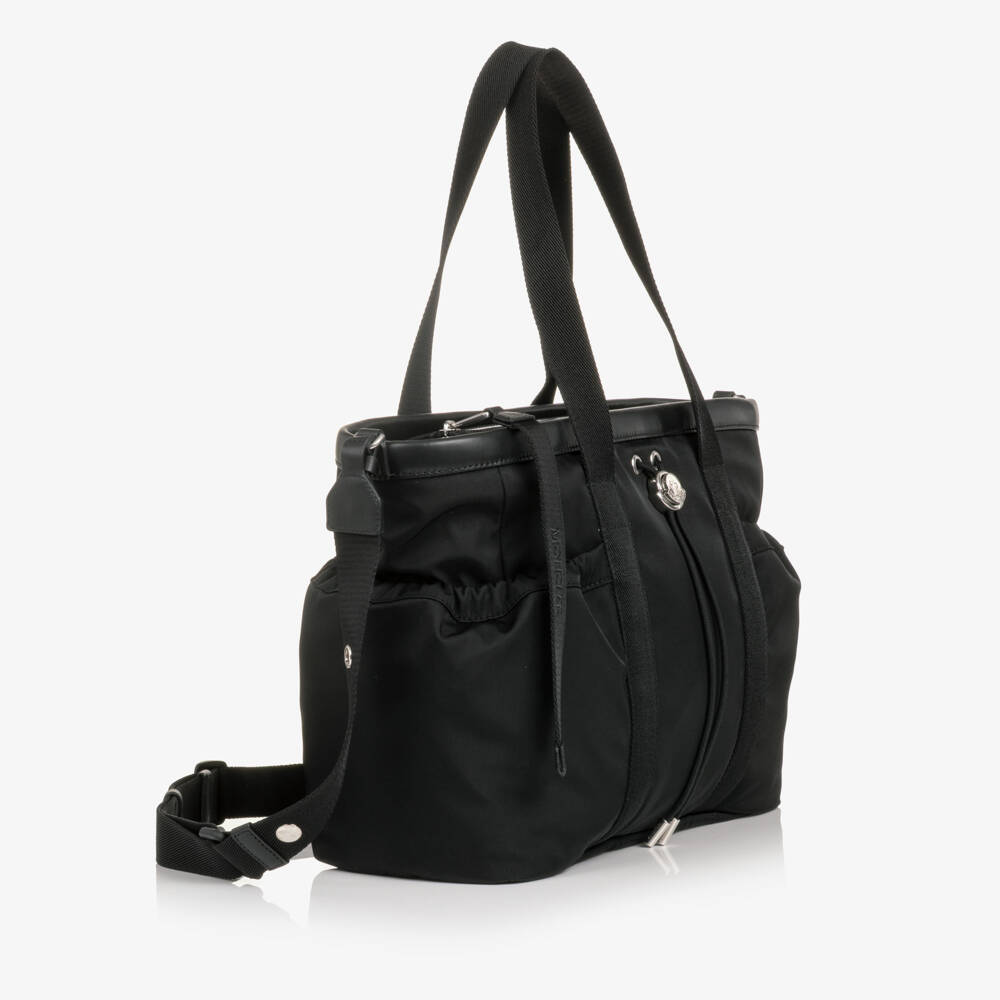 Moncler Enfant-Black Changing Bag with Metal Moncler Logo (38cm) | Childrensalon