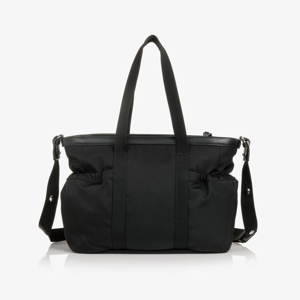 Moncler Enfant-Black Changing Bag with Metal Moncler Logo (38cm) | Childrensalon