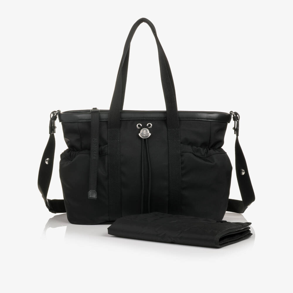 Moncler Enfant-Black Changing Bag with Metal Moncler Logo (38cm) | Childrensalon