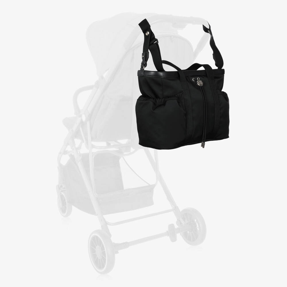 Moncler Enfant-Black Changing Bag with Metal Moncler Logo (38cm) | Childrensalon