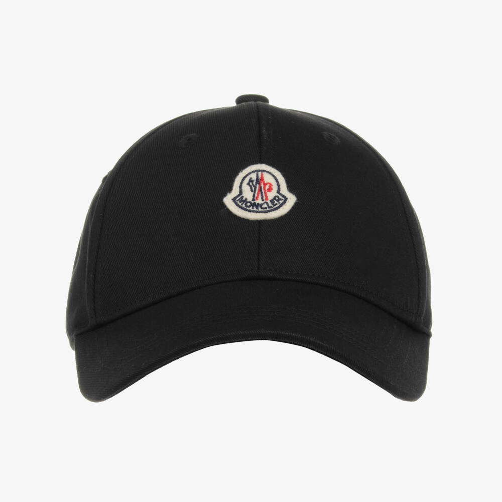 Moncler Enfant Black Cotton Baseball Cap Childrensalon