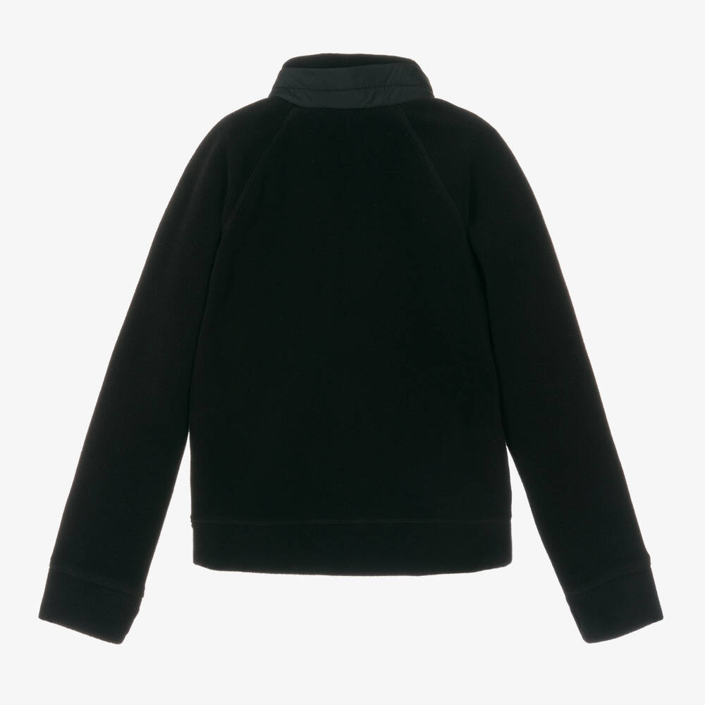 Moncler Enfant-Black Fleece Zip-Up Top | Childrensalon