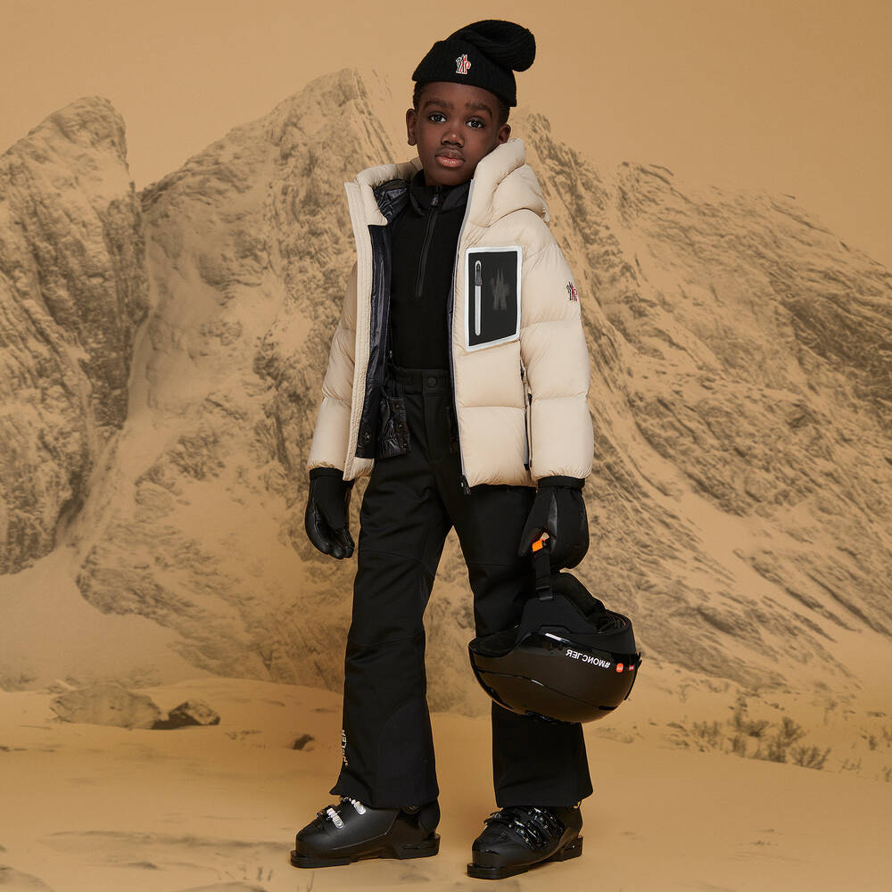 Moncler Enfant-Black Fleece Zip-Up Top | Childrensalon