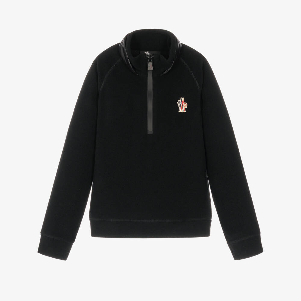 Moncler Enfant-Black Grenoble Technical Half-Zip Sweatshirt | Childrensalon