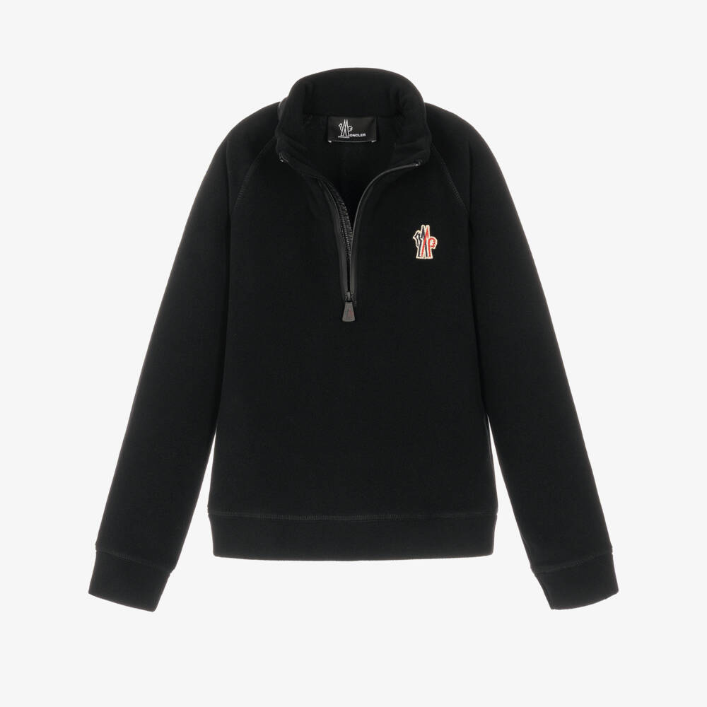 Moncler Enfant-Black Grenoble Technical Half-Zip Sweatshirt | Childrensalon