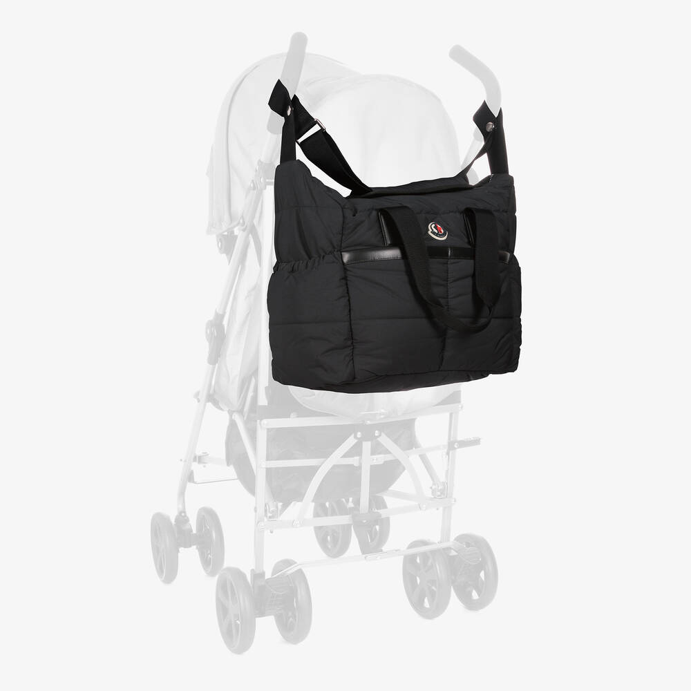 Moncler Enfant-Black Padded Baby Changing Bag (44cm) | Childrensalon