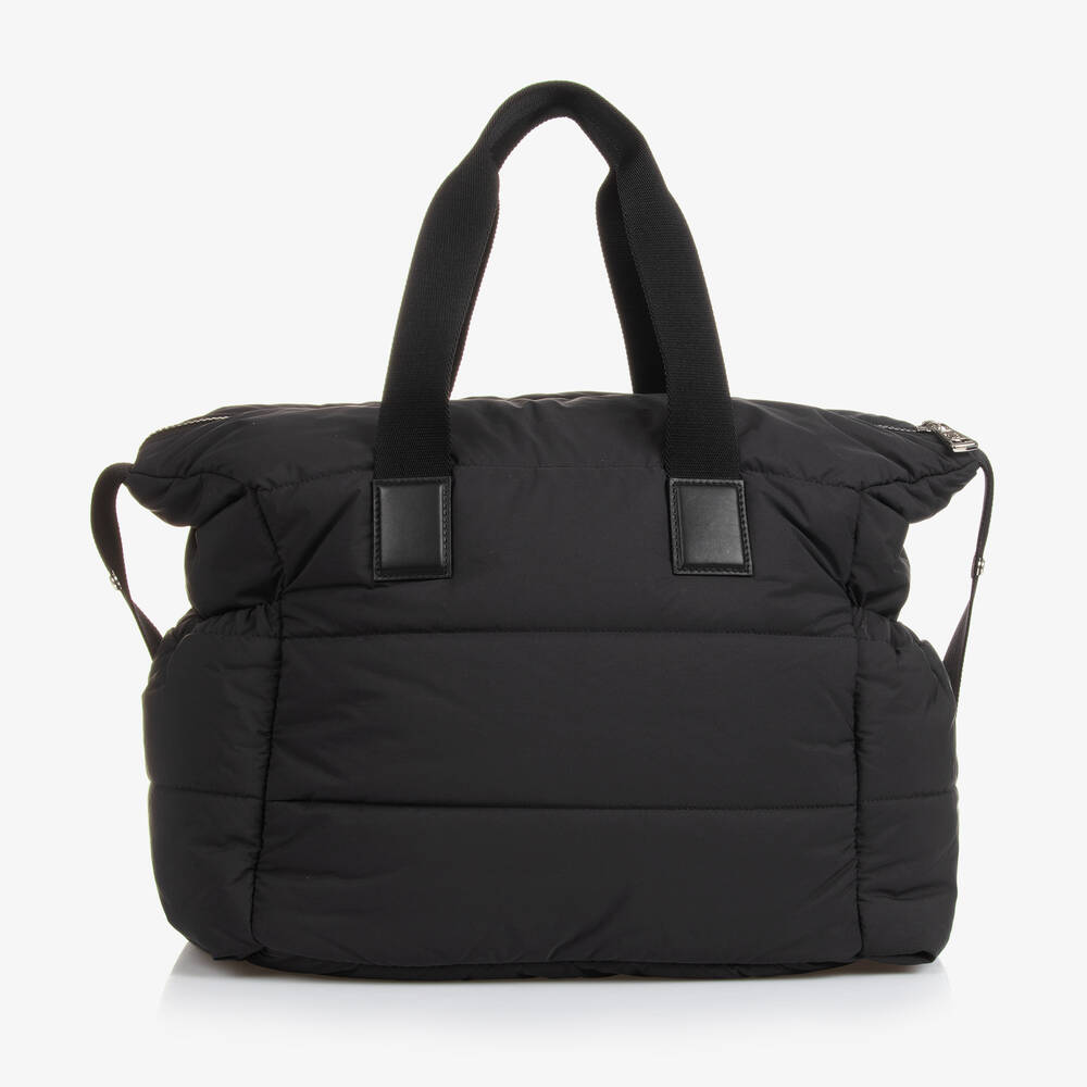 Moncler Enfant-Black Padded Baby Changing Bag (44cm) | Childrensalon