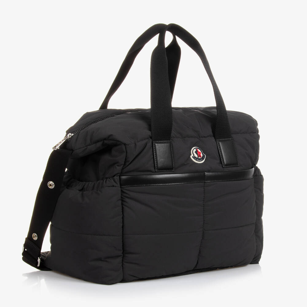 Moncler Enfant-Black Padded Baby Changing Bag (44cm) | Childrensalon