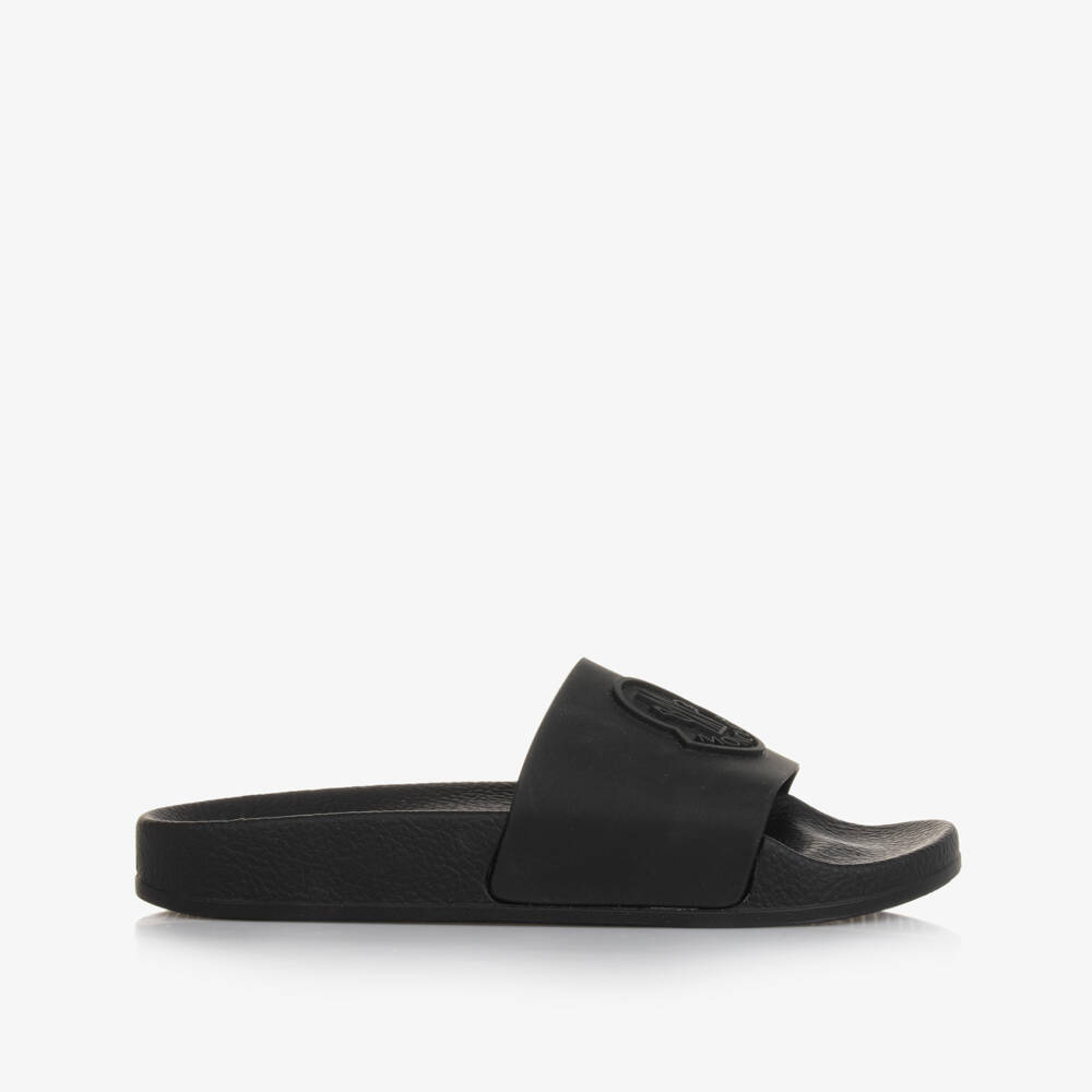 Moncler Enfant-Black Petite Basile Logo Sliders | Childrensalon