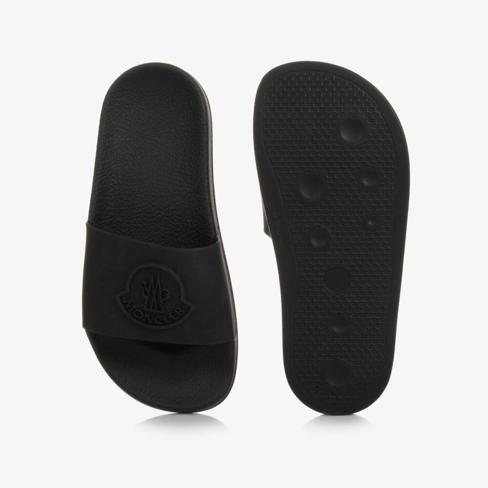 Moncler Enfant-Black Petite Basile Logo Sliders | Childrensalon