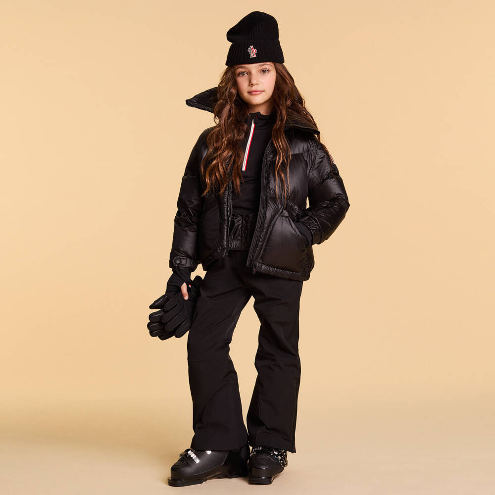 Moncler Enfant-Топ поло черный с полумолнией из полартека | Childrensalon