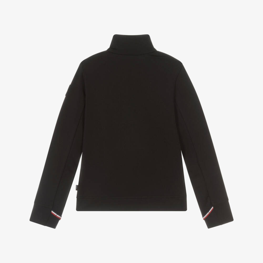 Moncler Enfant-Топ поло черный с полумолнией из полартека | Childrensalon