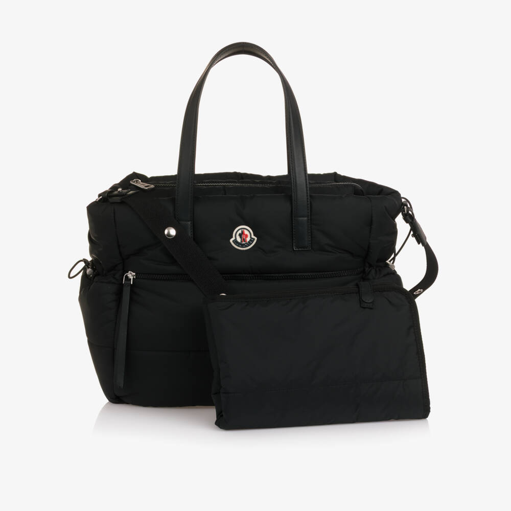 Moncler Enfant-Black Puffer Tote Changing Bag (38cm) | Childrensalon