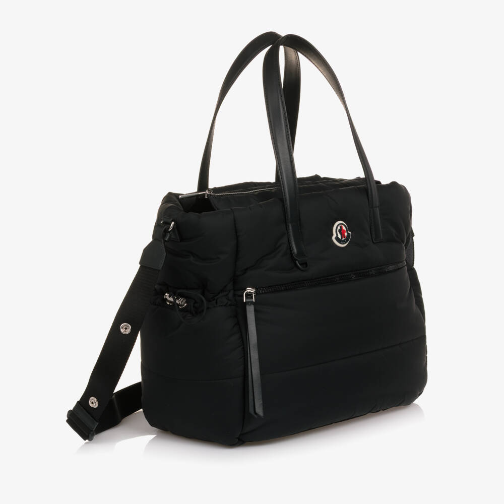 Moncler Enfant-Black Puffer Tote Changing Bag (38cm) | Childrensalon