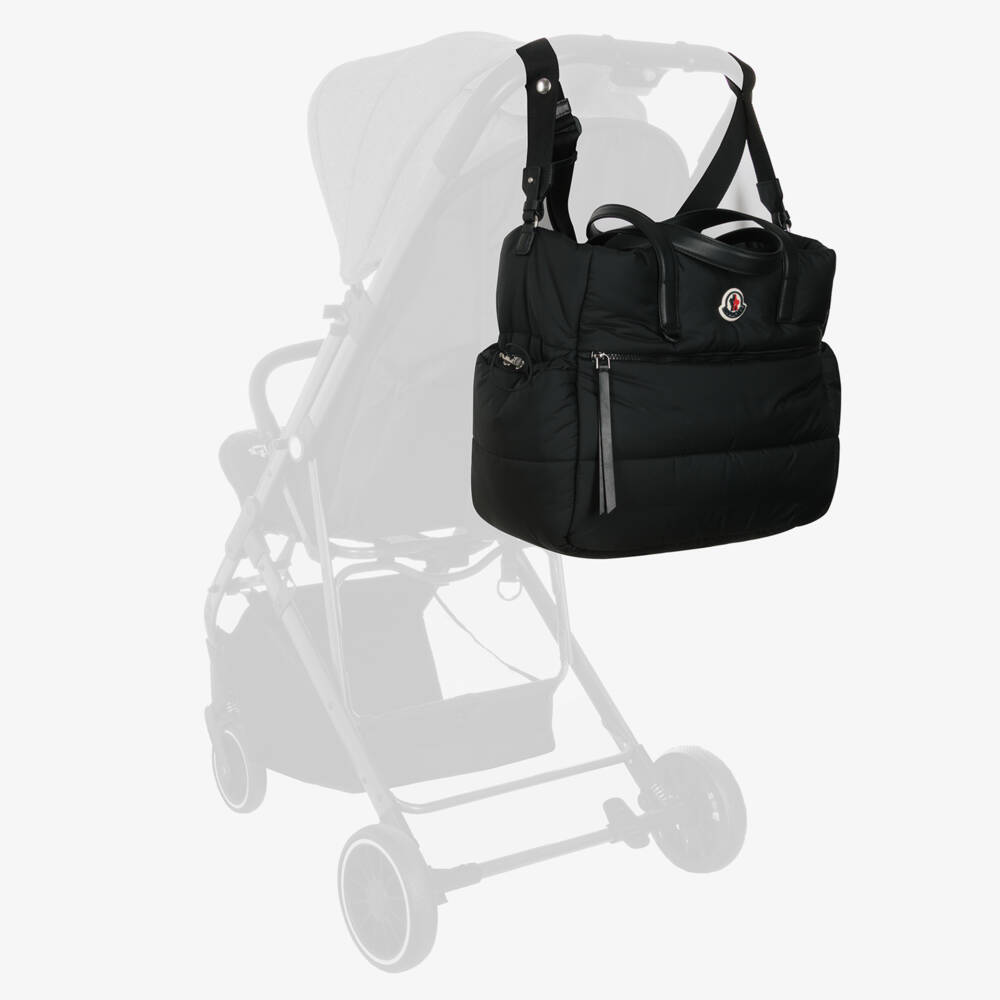 Moncler Enfant-Black Puffer Tote Changing Bag (38cm) | Childrensalon