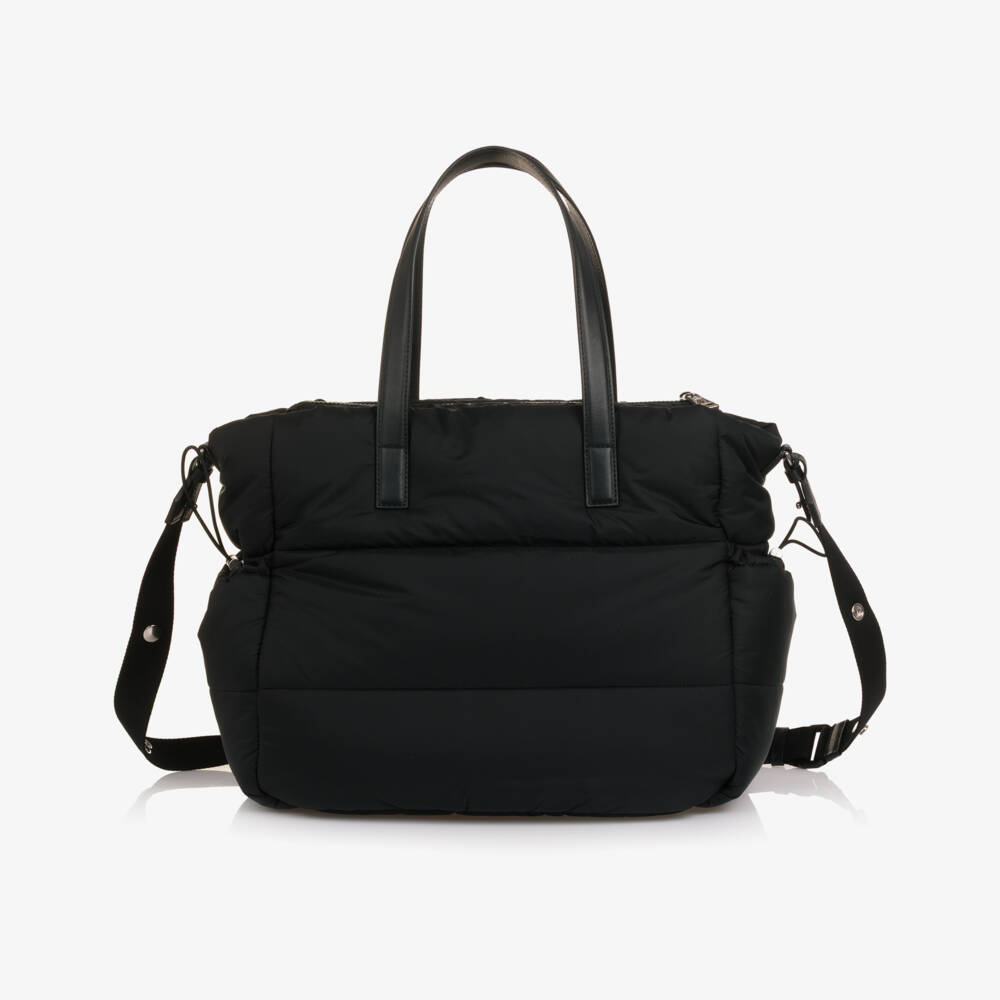 Moncler Enfant-Black Puffer Tote Changing Bag (38cm) | Childrensalon