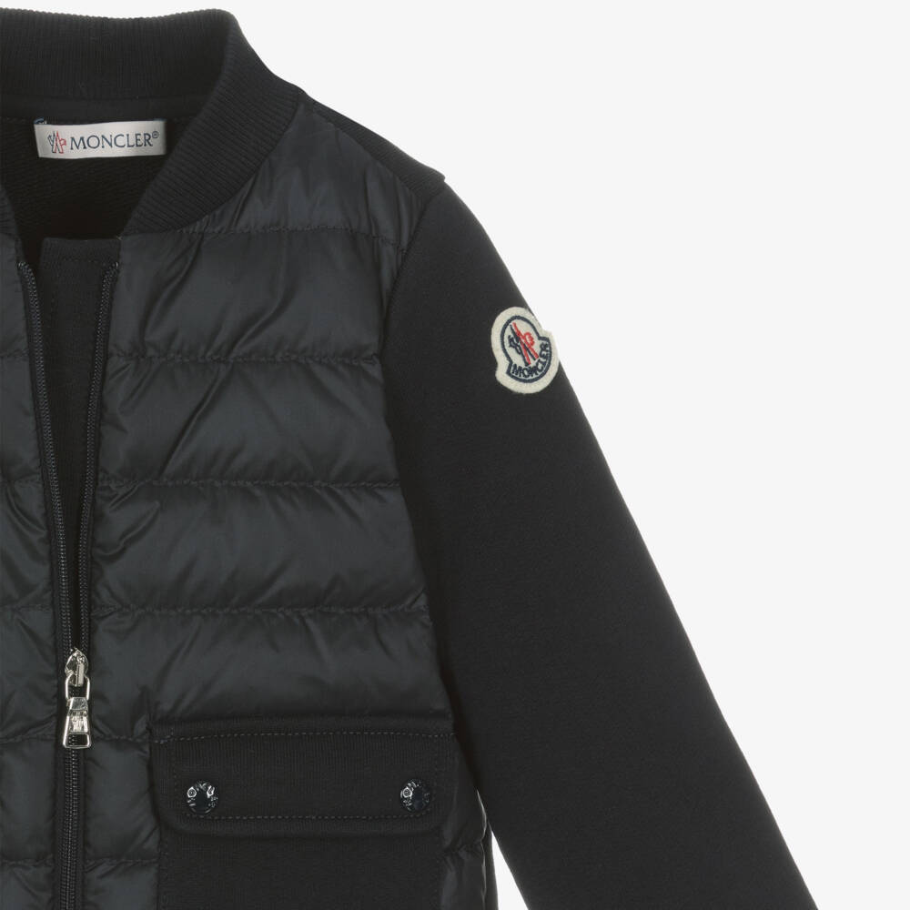 Moncler Enfant-Blue Down Padded Cotton Baby Zip-Up Top | Childrensalon