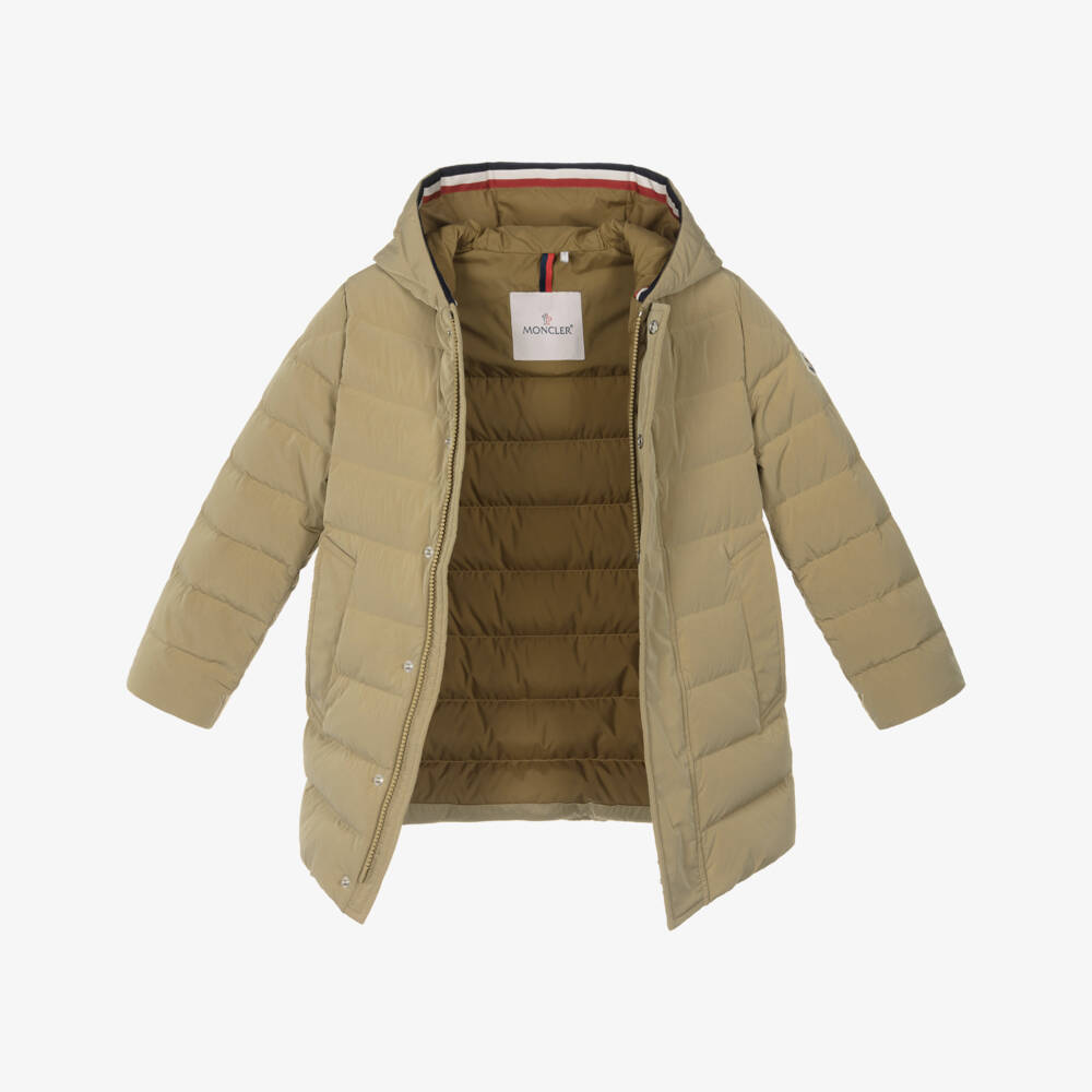 Moncler Enfant-Boys Beige Burhan Hooded Puffer Coat | Childrensalon