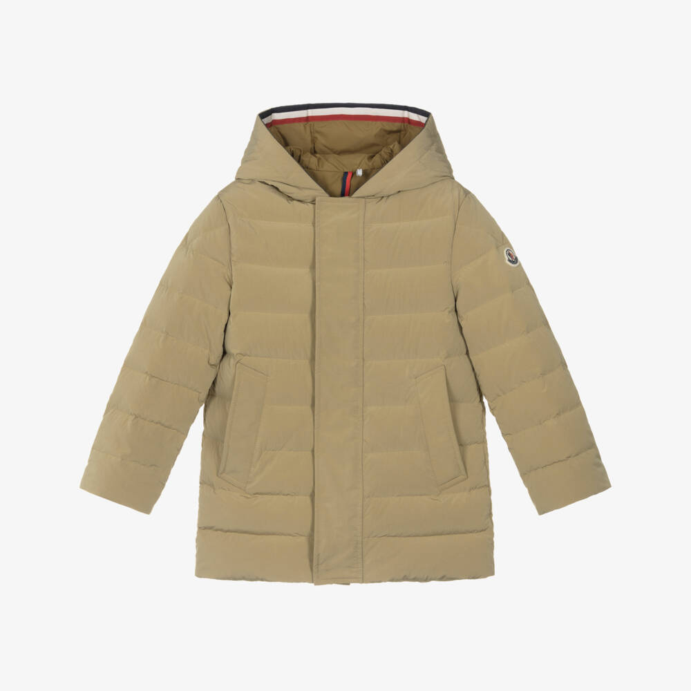 Moncler Enfant-Boys Beige Burhan Hooded Puffer Coat | Childrensalon