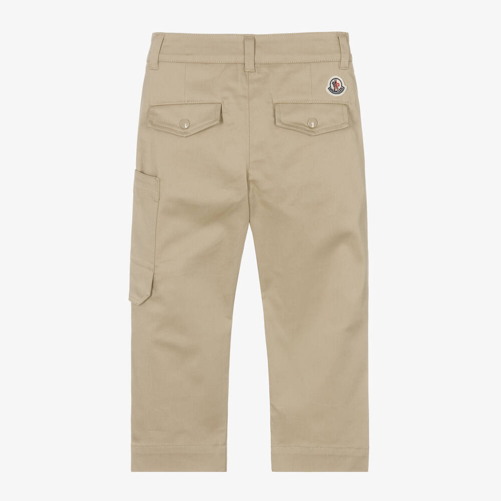 Moncler Enfant-Boys Beige Cotton Cargo Trousers | Childrensalon