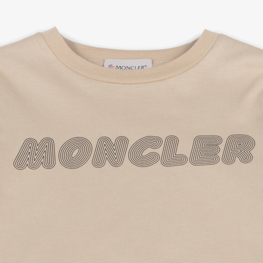 Moncler Enfant-Boys Beige Cotton T-Shirt | Childrensalon