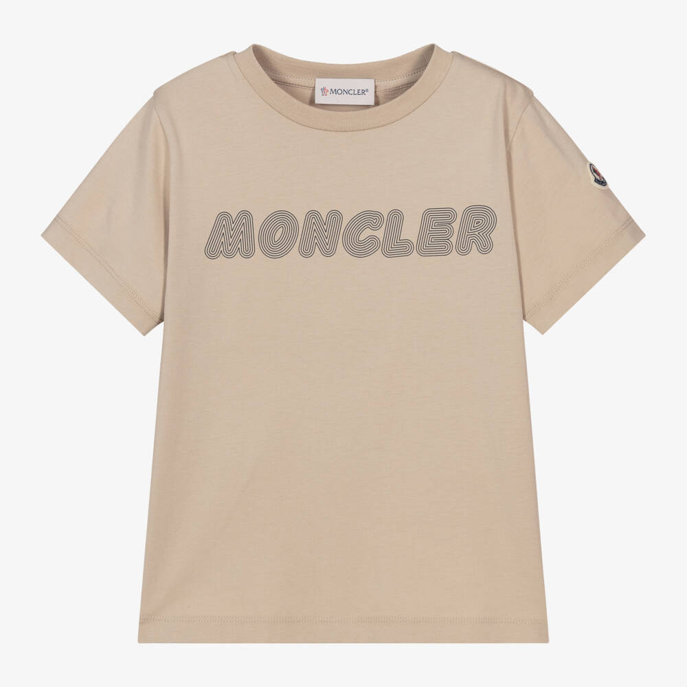 Moncler Enfant-Boys Beige Cotton T-Shirt | Childrensalon