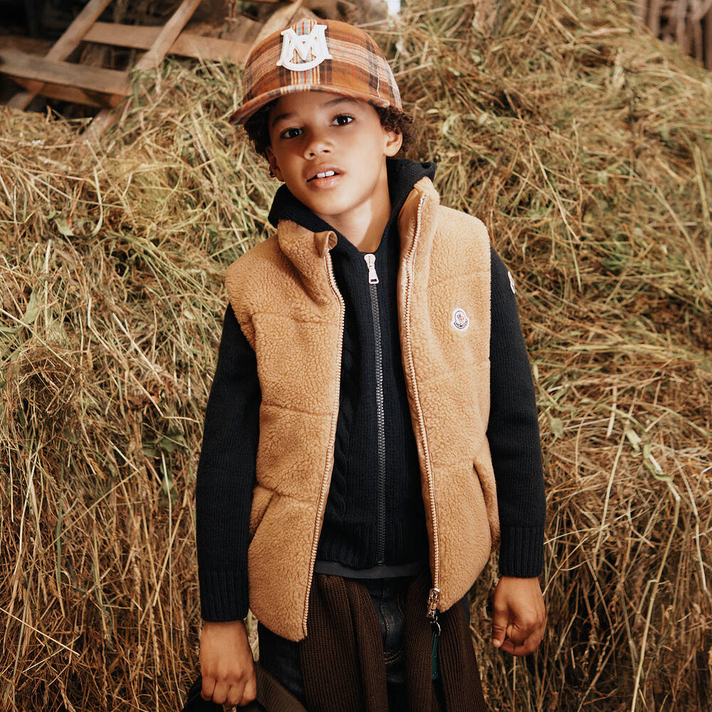 Moncler Enfant-Boys Beige Down Padded Colbricon Gilet | Childrensalon