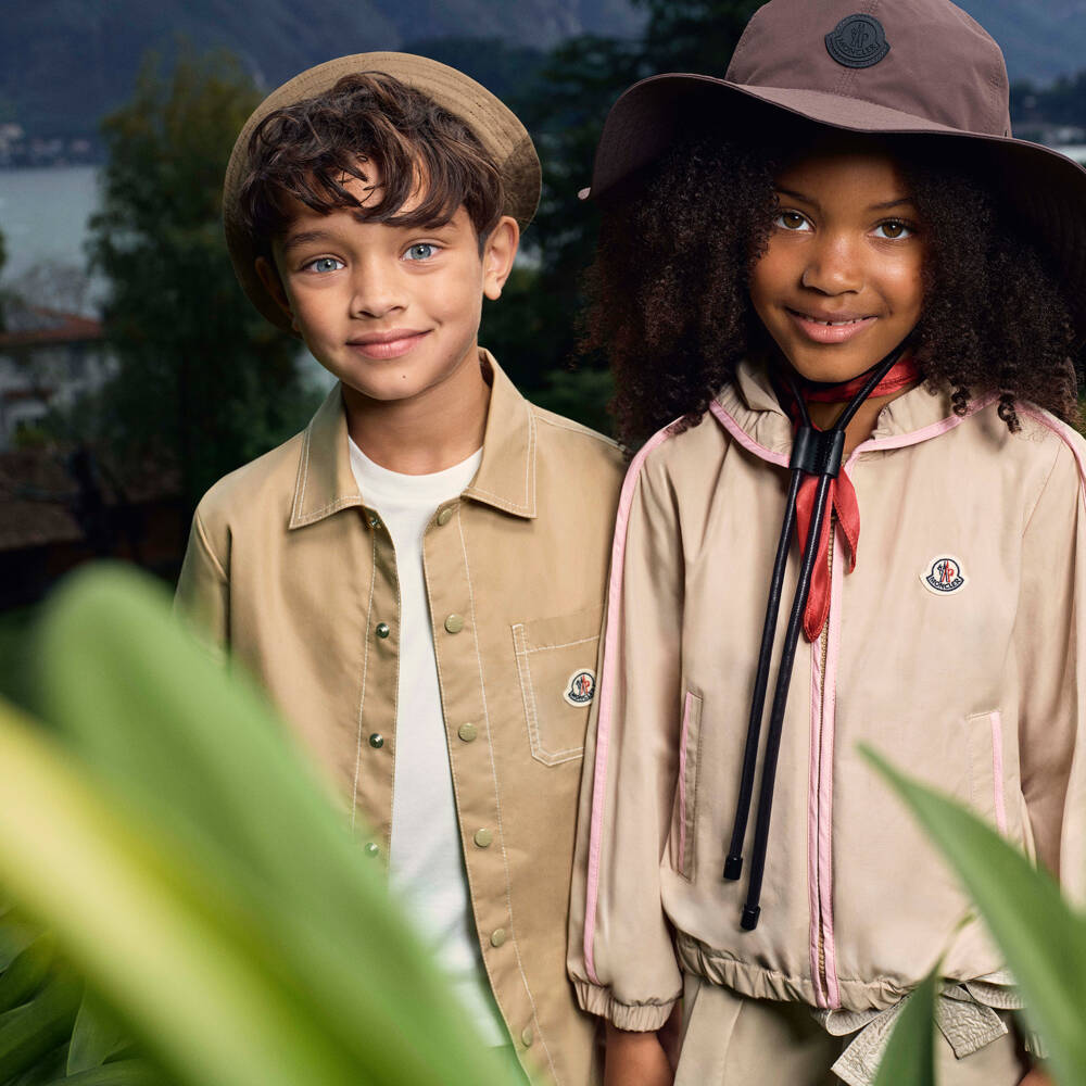 Moncler Enfant-Boys Beige Poplin Shirt with Logo Pocket | Childrensalon