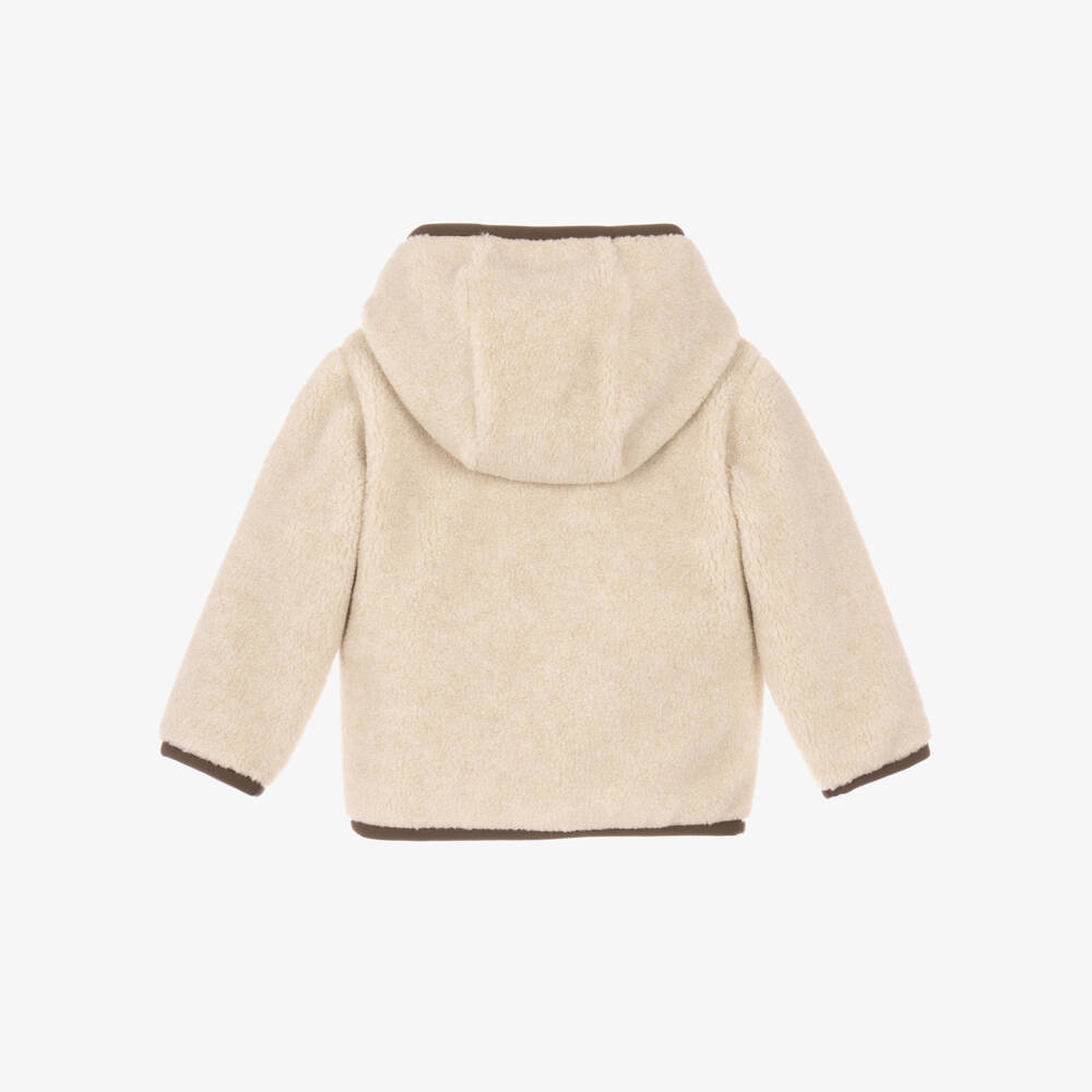 Moncler Enfant-Boys Beige Teddy Fleece Hooded Zip-Up Top | Childrensalon