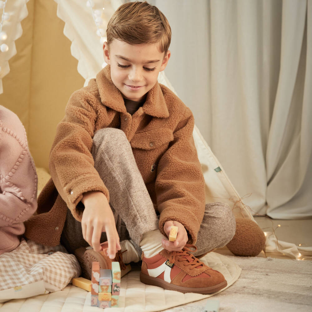 Moncler Enfant-Boys Beige Teddy Fleece Overshirt | Childrensalon