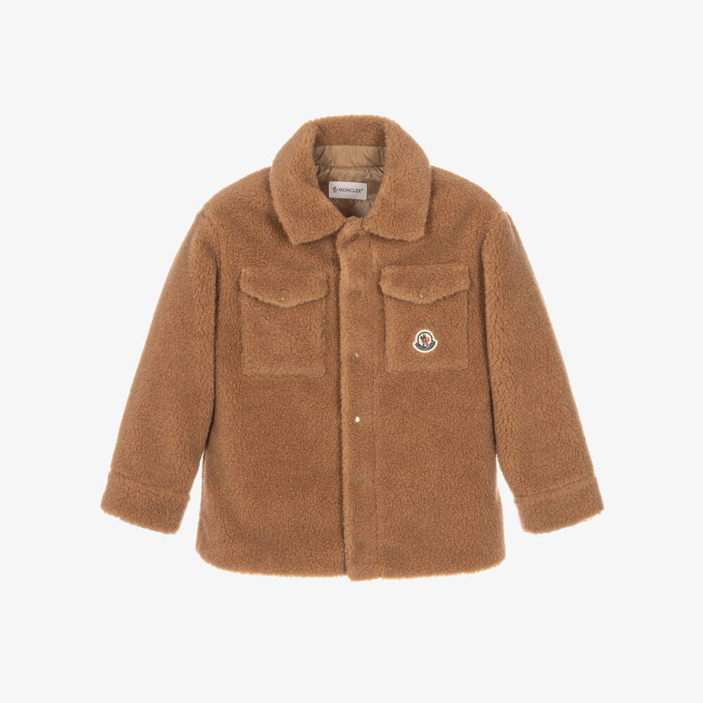 Moncler Enfant-Boys Beige Teddy Fleece Overshirt | Childrensalon
