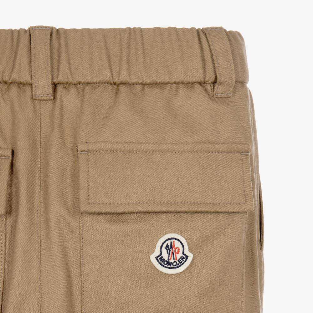 Moncler Enfant-Boys Beige Wool Straight Leg Trousers | Childrensalon