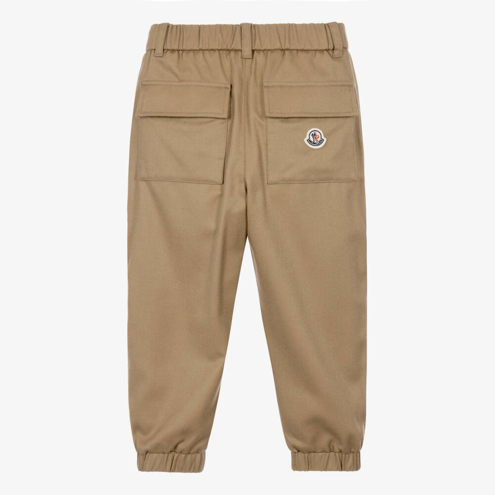 Moncler Enfant-Boys Beige Wool Straight Leg Trousers | Childrensalon