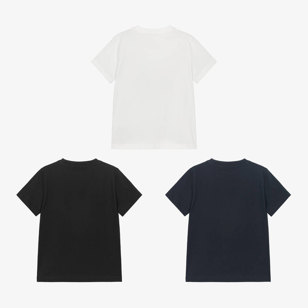 Moncler Enfant-Boys Black, Blue & White T-Shirts (3 Pack) | Childrensalon