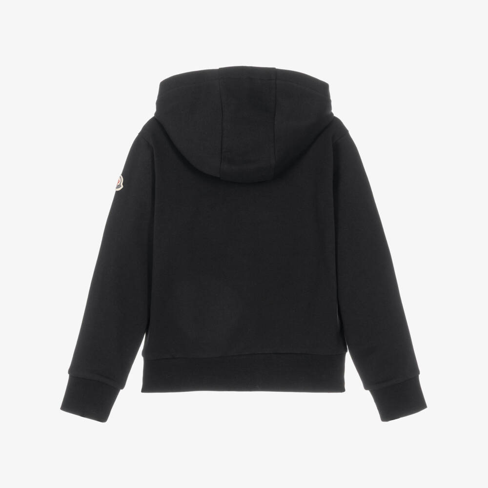 Moncler Enfant-Boys Black Cotton Hoodie with Embroidered Logo | Childrensalon
