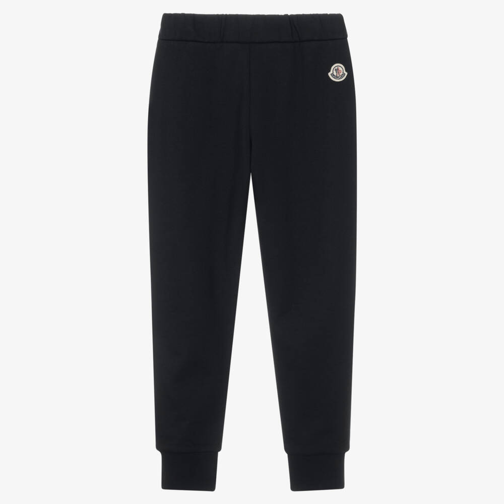 Moncler Enfant-Boys Black Cotton Joggers with Embroidered Logo | Childrensalon